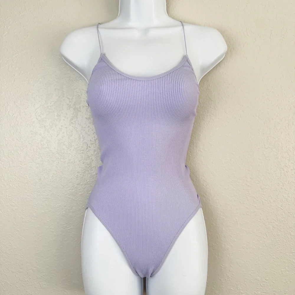 Urban Outfitters Out from Under lavender purple ribbed bungee bodysuit M - Picture 3 of 10